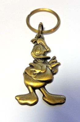 Vintage (c) Disney MFG By Monogram Products INC Gold Tone Donald Duck Keychain