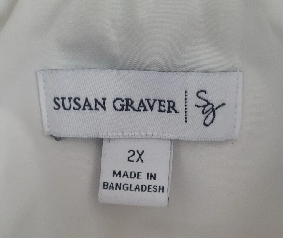 Abrigo de invierno Susan Graver para mujer 2X doble cremallera blanco Foto 4 de 4
