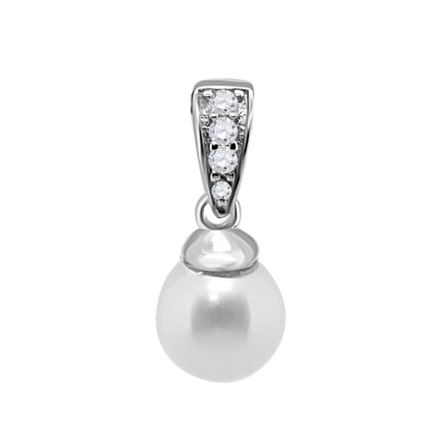 1.05 Ct Created White Pearl&Natural Diamond Pendant Necklace for Women in10KGold - Picture 6 of 36