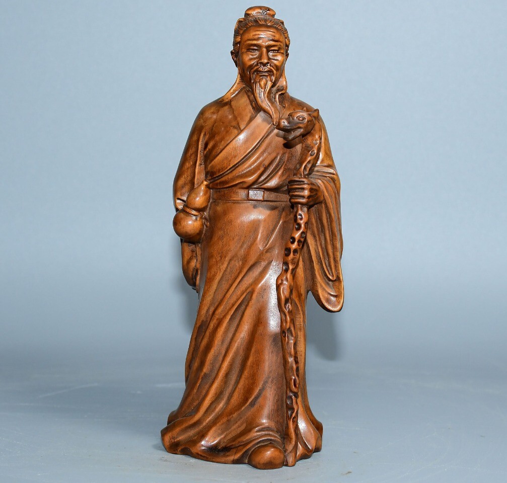 wai otu様 Chinese Boxwood Carved Ancient Legendary Doctor Hua Tuo Statue