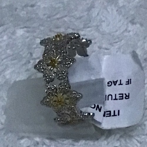 Platinum/Gold Over Sterling Silver Diamond Ring Size Q New 8003* - Picture 3 of 4