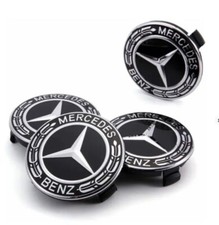 4x Mercedes Black Alloy Wheel Centre Hub Caps 75mm A B C E S M Class ML CLA GLA