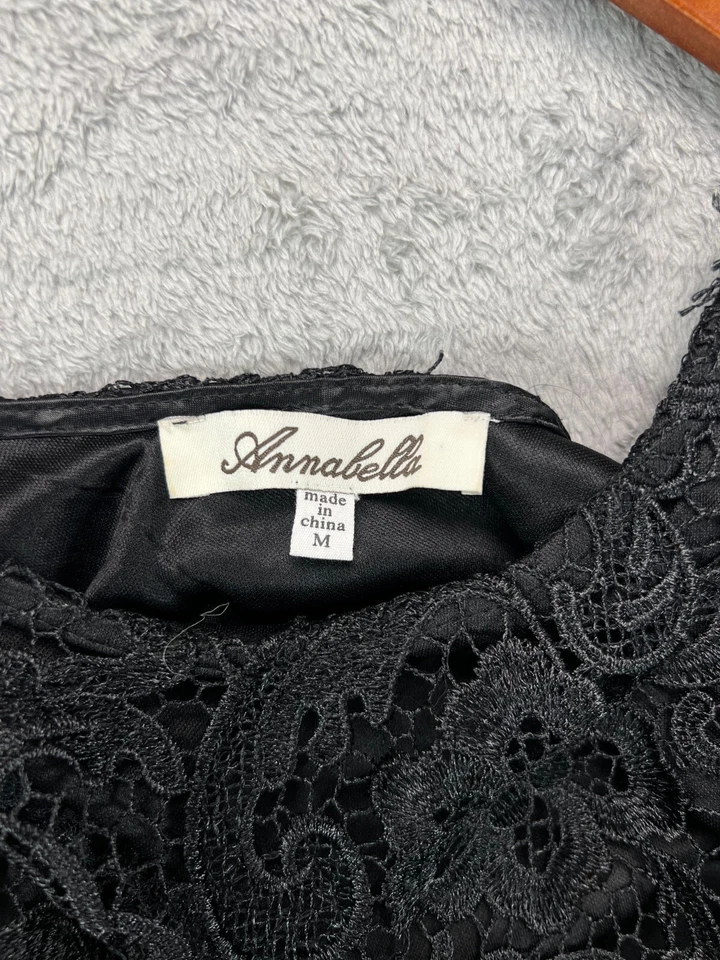 Annabella Mujer Mediano Negro Encaje Vestido Cóctel Formal Vestido Sin Mangas Funda Foto 3 de 4