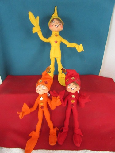 Muñecas Pixie Annalee 9" y 12" Otoño Elfo - Juego de 3 - Naranja Amarillo y Rojo 2008 - Imagen 5 de 6