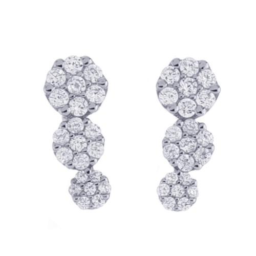 Pendientes colgantes de plata 925 con racimo de circonita cúbica de 12 mm para mujer con tachuelas EPR 135 - Imagen 3 de 6