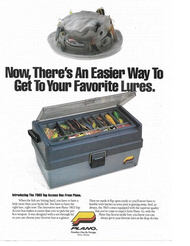 1992 PLANO TACKLE BOX COLOR AD 7803 TOP ACCESS BOX SYSTEM LURES, FLIES COLOR AD - Picture 2 of 2