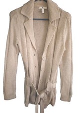 Banana Republic Button Up Cardigan W/Belt Beige Medium In Excellent Condition