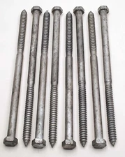 (8) Galvanized Hex Head 3/4 x 16 Lag Bolts Wood Screws