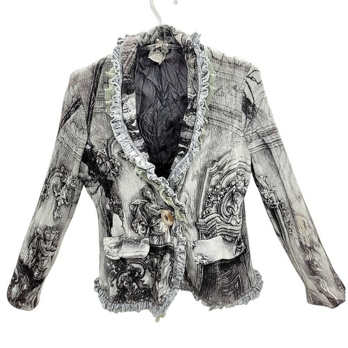 Alberto Makali Strick gefüttert Cherub Whimsy Goth Spitze Rüschenbesatz Pullover Jacke