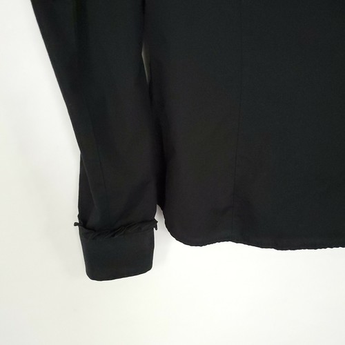 Camisa ajustada con botones para mujer talla 0P negra pequeña con volantes manga larga cuello - Imagen 9 de 12