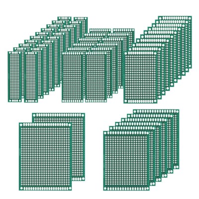 50 Pcs Double Sided PCB Board Prototype Kit Soldering 5 Sizes, Universal Prin...