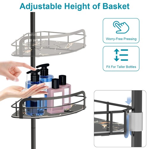 4 Tier Metal Rustproof Shower Corner Caddy Organizer for Bathroom Freestanding - Picture 8 of 15