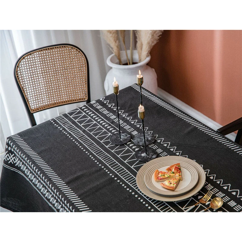 Black Bohemia Rectangle Tablecloth for Dining Room Table Cloth Cover Party Decor - Image 4 of 4