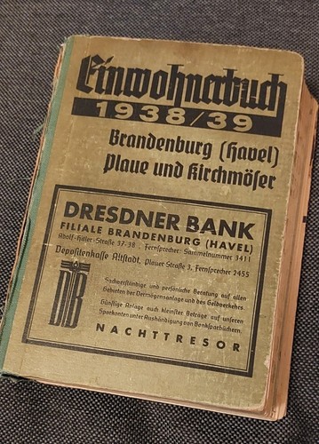 Einwohner-Adressbuch 1938/39 Brandenburg/H . Plaue-Kirschmöser. RAR !