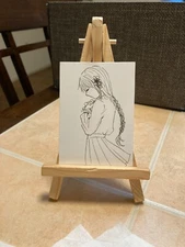 ACEO Original Mixed Media Painting Art Card ATC Pinup girl #674