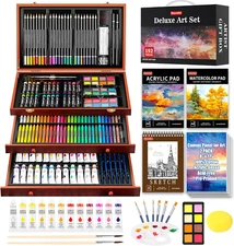 Soucolor Art Supplies, 192-Pack Deluxe Art Set Drawing Painting Supplies Kit wit