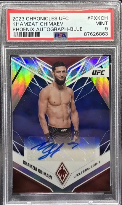 Khamzat Chimaev 2023 Panini Chronicles autograph UFC Blue