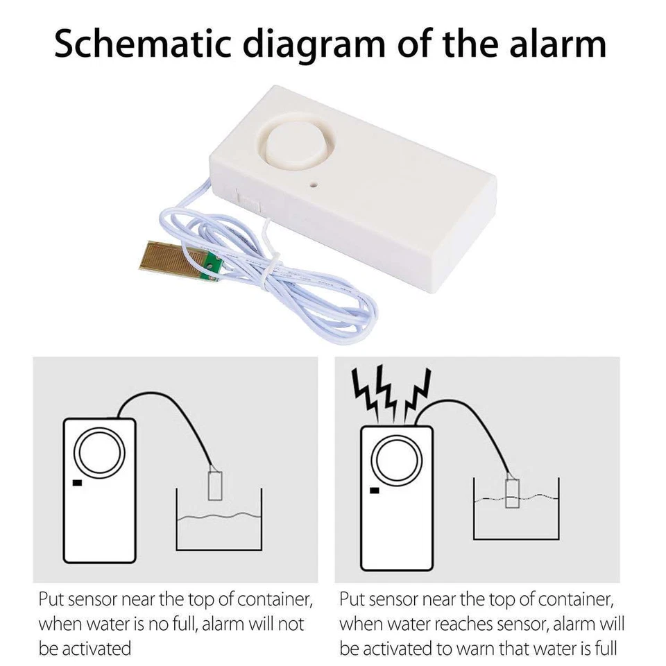 120dB Water Leak Alarm Flood Level Overflow Detector Sensor Home Security Alert - Image 4 of 4