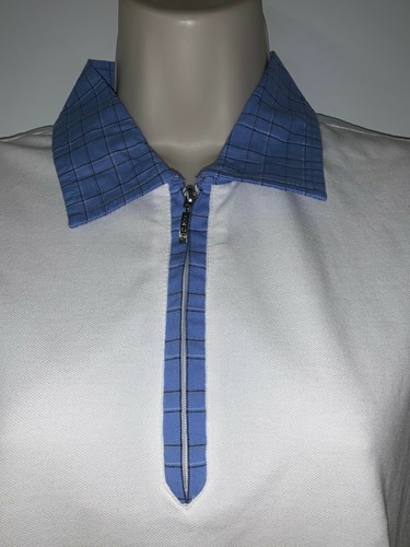 NWT $62 IZOD GOLF Classix Swingflex White Blue 1/2 Zip Polo Ladies S/P ~ NEW - Picture 3 of 8