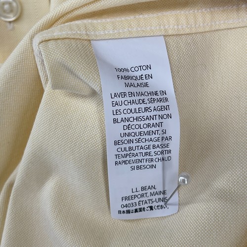 LL BEAN Shirt Men 15.5 32 Dress Oxford Wrinkle Resistant Button Up Cotton Yellow - Picture 10 of 13