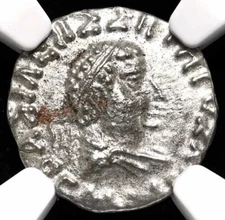 NGC Ch XF Hermaeus 105-90 BC, Bactria Indo-Greeks, ANCIENT INDIA AR Drachm Coin