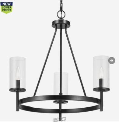 Progress Lighting  Strahan 3-Light Black Transitional Chandelier