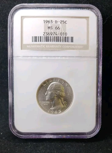 1963 D NGC MS66 Washington Quarter Coin
