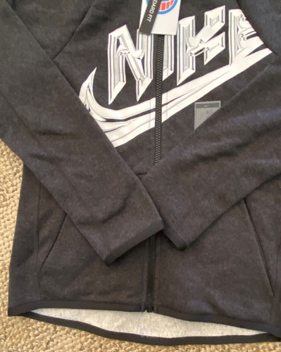 NIKE Full Zip Fleece Hoodie Sweatshirt Jacket Boys Youth S Small 7 / 8 AT2507 - Picture 3 of 4