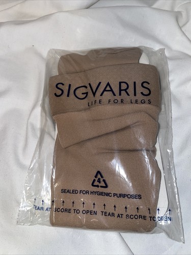 Sigvaris Beige Opaque Open Toe Knee Highs Sz Med GripTop 20-30 mmHg New Sealed - Picture 2 of 4