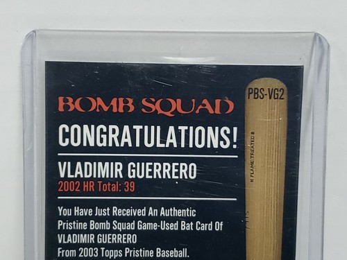 VLADIMIR GUERRERO - Expos 2003 Topps Pristine MLB Bomb Squad Juego Tarjeta de Murciélago Usada - Imagen 8 de 8