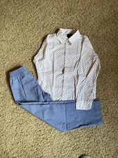 Nautica Boys Two-Piece Elastic Waist Pant  White Long Sleeve Shirt Size 6 New