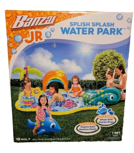 Banzai Splish 'N Splash Kids Inflatable Outdoor Water Park Play Mat w/Slide