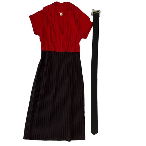 Signature Sangria Dress Womens Size 4 Career Stretch Office Red Black Office - Picture 10 of 16
