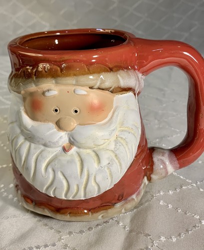 3 Christmas Coffee Mugs / Hot Chocolate Cups Santa Claus Snowmen Rustic Holiday - Picture 10 of 12