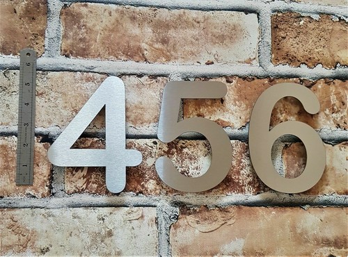 Large 6"/15cm stick-on rounded house/front door numbers brushed stainless steel - Picture 15 of 32
