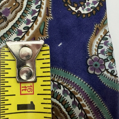 Vintage Chaps Ralph Lauren Mens Tie Royal Blue Green Purple Gold/Tan Paisley - Picture 13 of 14