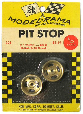 1965 K&B Aurora 1:24 Slot Car Pit Stop PartS 3/4'' SLOTTED BRASS 5/40 WHEELS 208
