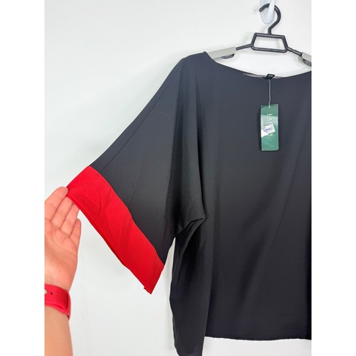 Lauren Ralph Lauren Top Blusa Donna XL Colorblock Batwing Top Nero - Foto 7 di 9