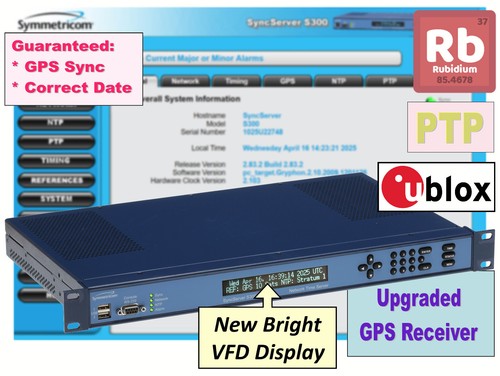 Symmetricom SyncServer Rubidium PTP S300 UPGRADED ublox GPS NTP Time Server Rb
