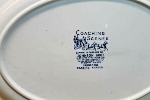 JOHNSON BROS. COACHING SCENES-BLUE- 13 7/8" OVAL SERVING PLATTER - Picture 3 of 10