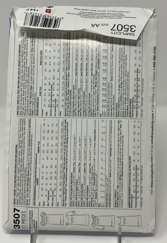 Simplicity Sewing Pattern,New-Old Stock #3507 Un-Cut. Dress Size AA 5/6-15/16 - Picture 2 of 4