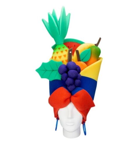 Venezuela -Carmen Miranda Hat - Fruit Hat- Fruit Turban Head Wrap - Fruit Basket - Afbeelding 1 van 6