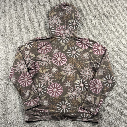 Fresh Produce Womens M Full Zip Hoodie Sweater Jacket Pink Brown Floral Stretch - Picture 6 of 6