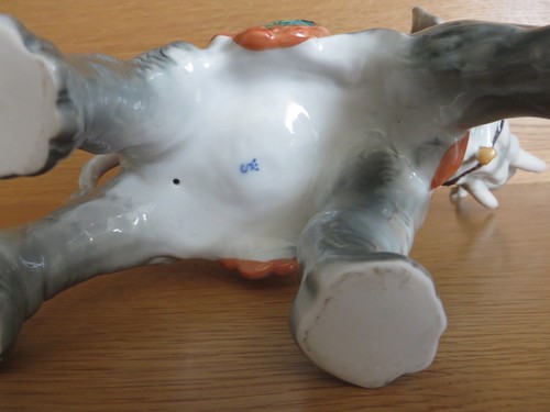 Indischer Elefant bunt geschmückt mit Glasaugen Glücksbringer Porzellanfigur - Bild 11 von 11
