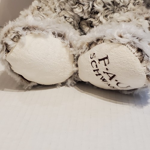 FAO Schwarz Teddy Bear Stuffed Animal Plush Gray Curly Fur Plaid Bow Tie 12" EUC - Picture 3 of 19