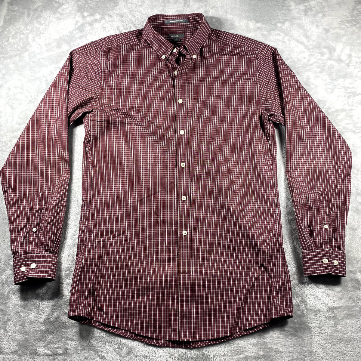 Eddie Bauer Mens TM Dress Shirt Dark Red Check Wrinkle Free Slim Button Up | eBay Eddie Bauer Mens TM Dress Shirt Dark Red Check Wrinkle Free Slim Button Up | eBay