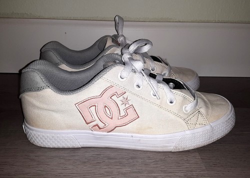 DC Skate Shoes Chelsea Sneakers Women's Size 7.5 Pink Logo Off-White Grey Y2k