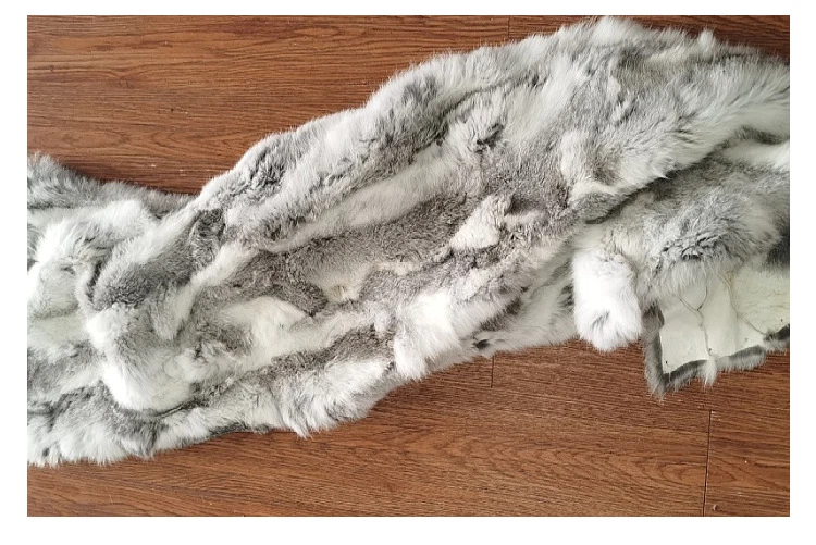 Real Fur Throw Natural Rabbit Fur Blanket High Quality Tanned Leather 1.8x3.6ft - Image 2 of 4