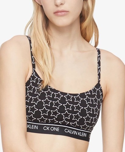 Calvin Klein Women's Sz XL CK One Cotton Unlined Bralette QF5727 Outline Stars