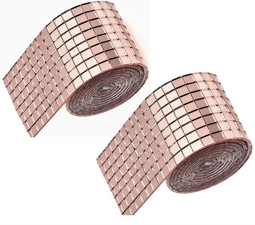 Rose Gold Mirrors Mosaic Tiles Sticker for Craft Square Glass Self Adhesive - Picture 2 of 6